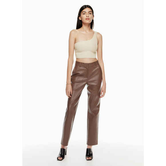 Aritzia Babaton Command Faux Leather Pants Size 12 Brown Python - Picture 1 of 16